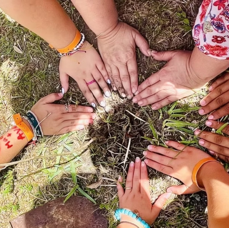 Students and community planting together